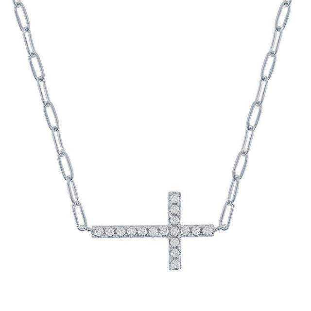 Sideways Cross Paper Clip Necklace, Womens Sterling Product Image