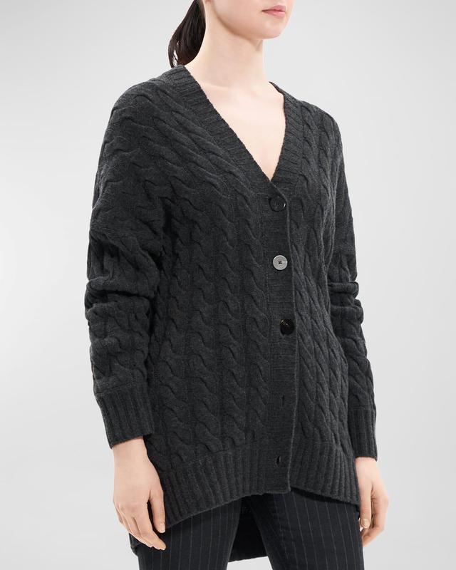 Theory Cable Knit Wool & Cashmere Cardigan Product Image