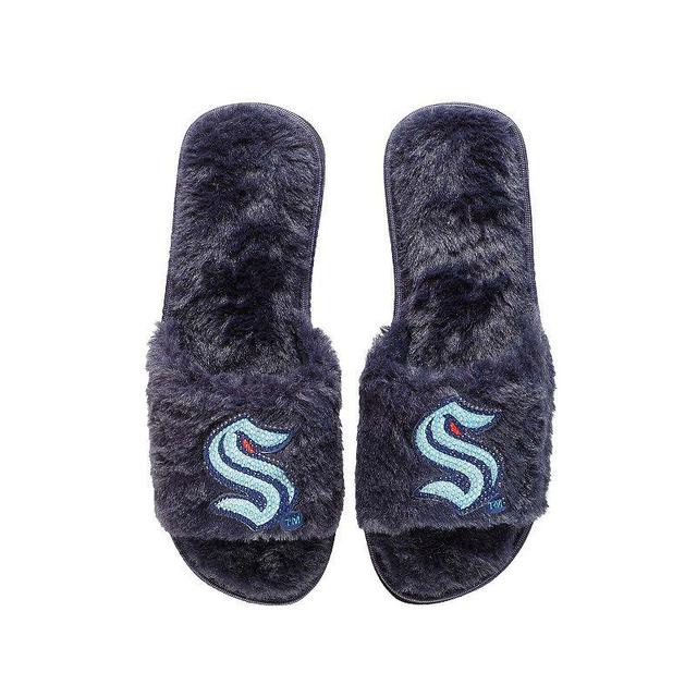 Womens FOCO Deep Sea Blue Seattle Kraken Rhinestone Fuzzy Slippers Krk Blue Product Image