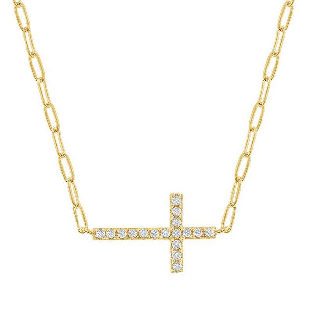 Sideways Cross Paper Clip Necklace, Womens Gold Tone Product Image