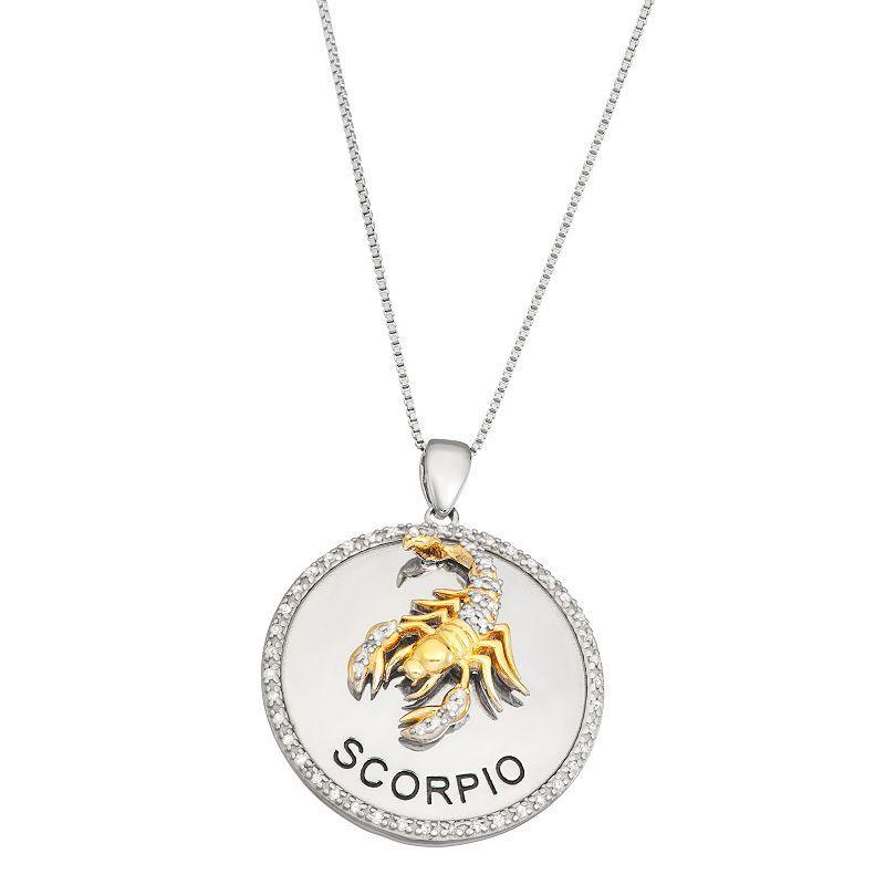 Jewelexcess 1/6 Carat T.W. Diamond Two-Tone Sterling Silver Zodiac Pendant Necklace, Womens Gemini Product Image