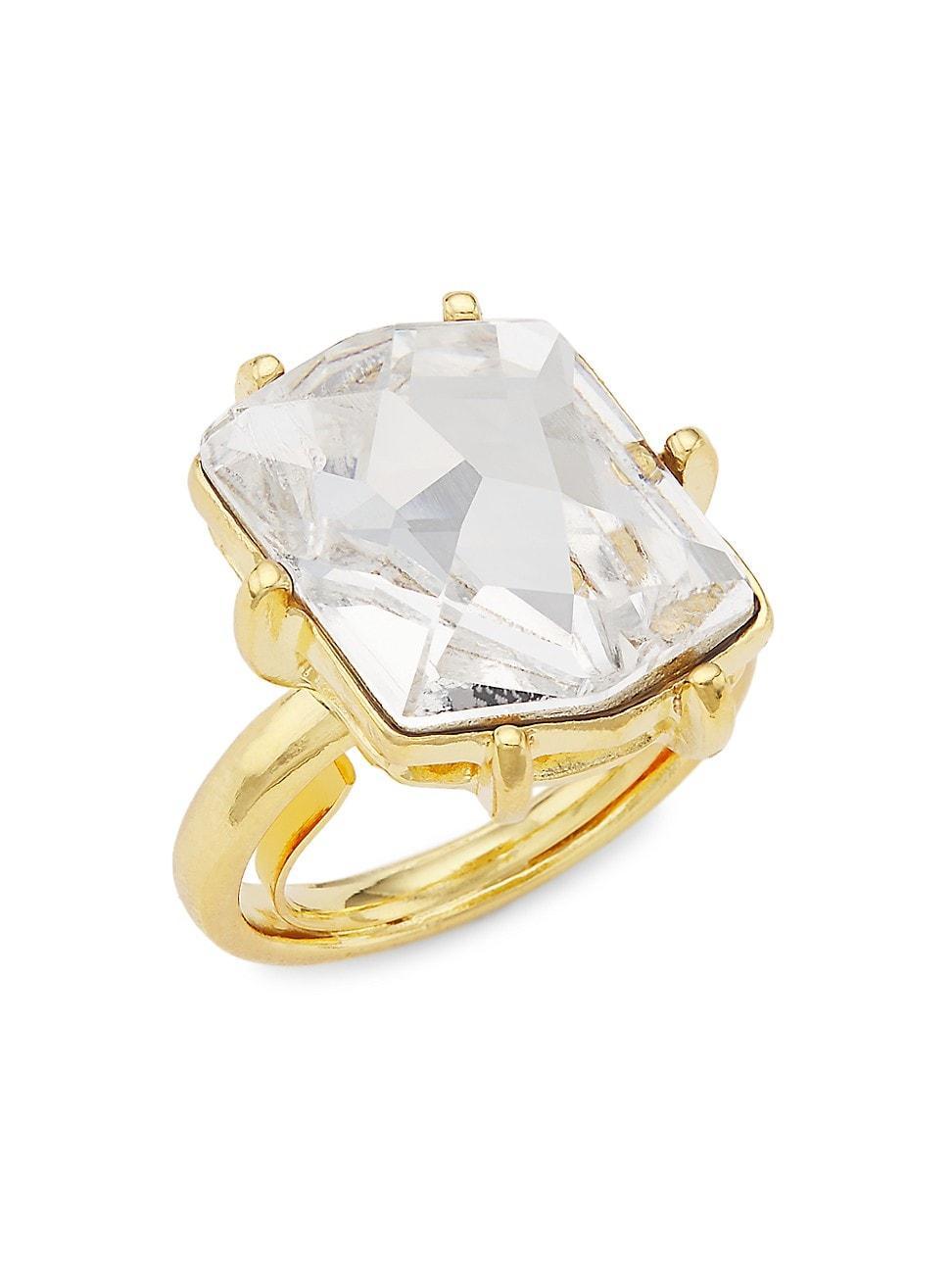 Womens 22K-Gold-Plated & Crystal Ring Product Image