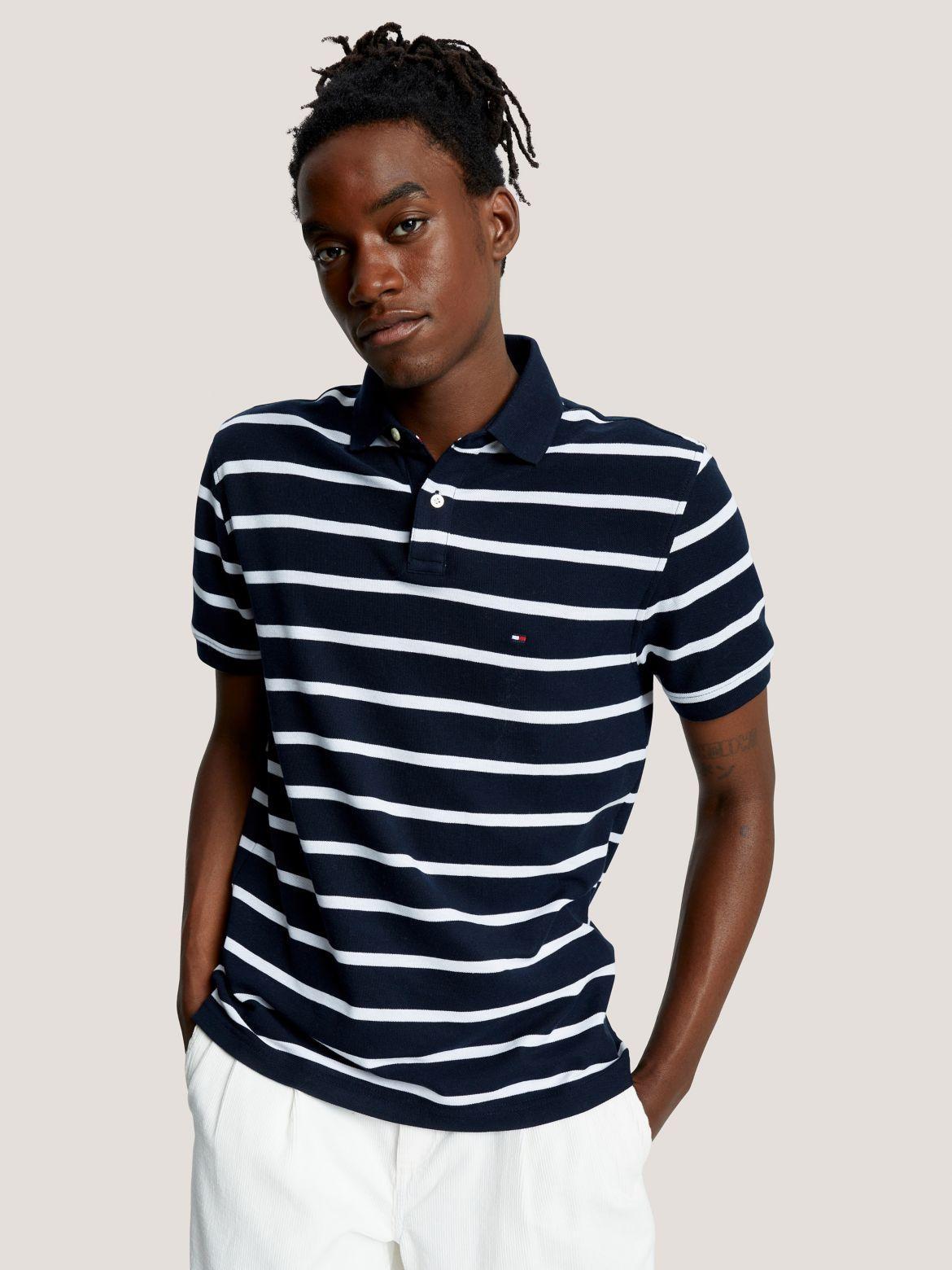 Tommy Hilfiger Men's Stripe Regular Fit Wicking Polo Product Image