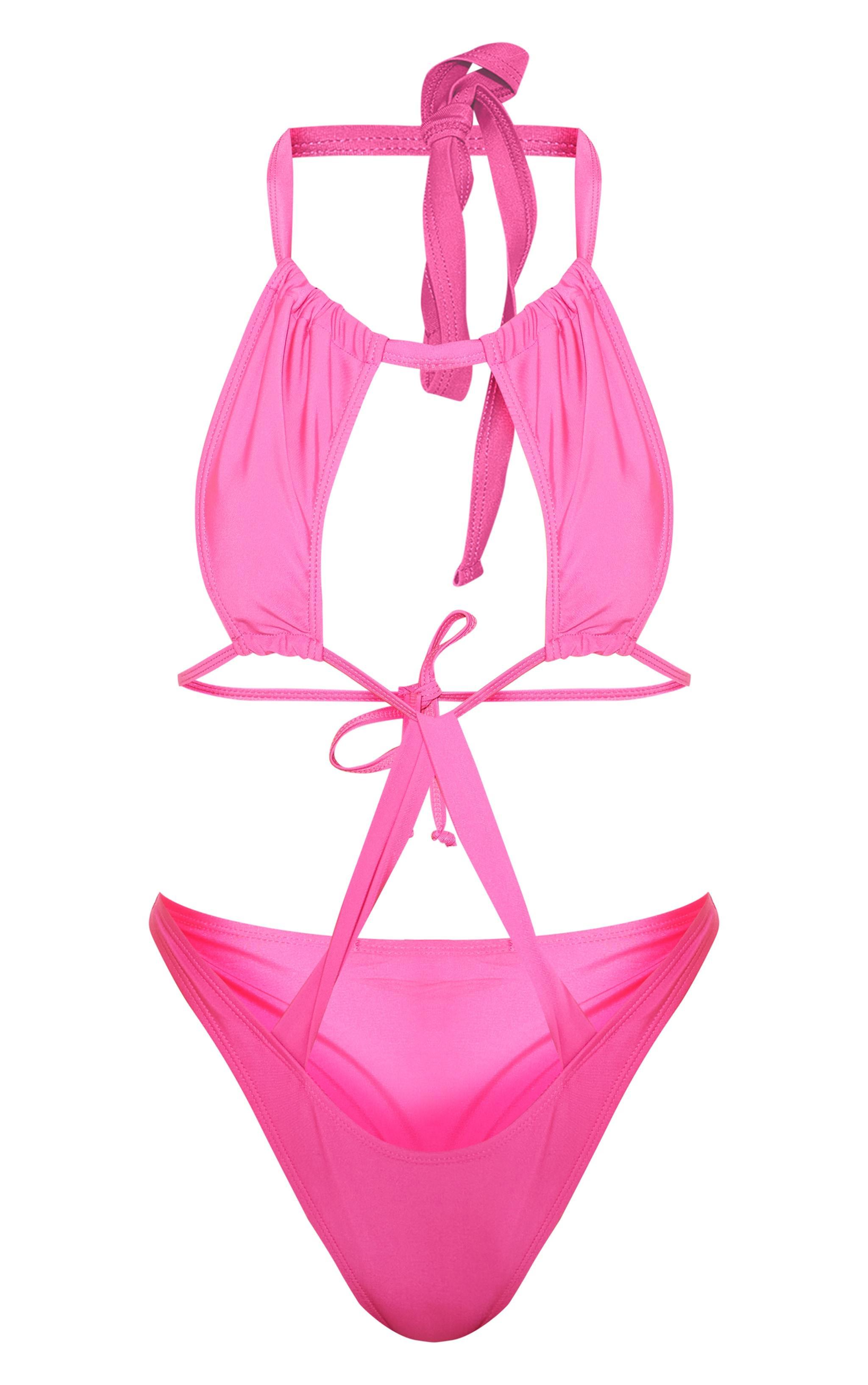 Hot Pink Halter Neck Cut Out Swimsuit Product Image