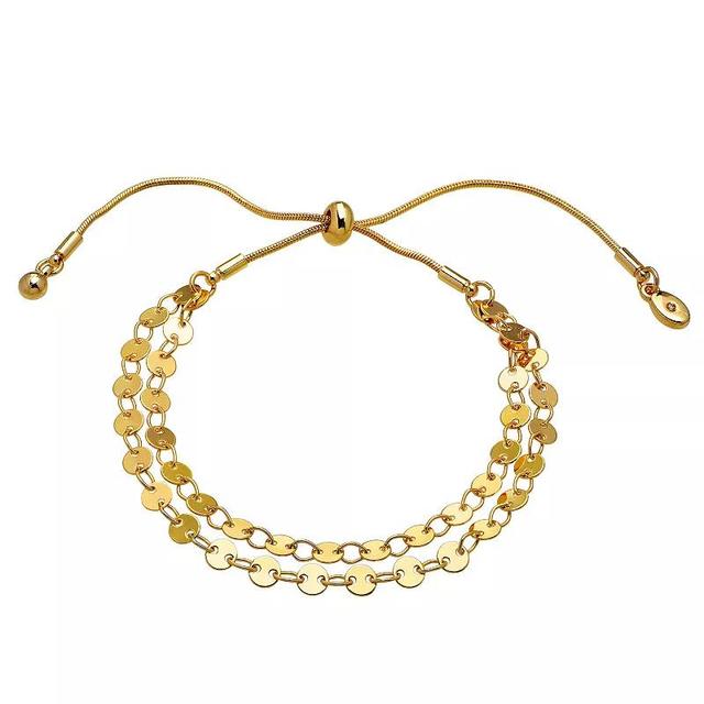 Emberly Gold Tone Flat Circle Chain Pull-Tie Bracelet, Womens, None Product Image