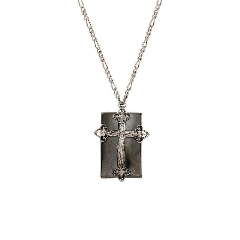 Symbols of Faith Silver Tone Crucifix Pendant Necklace, Womens, Grey Product Image