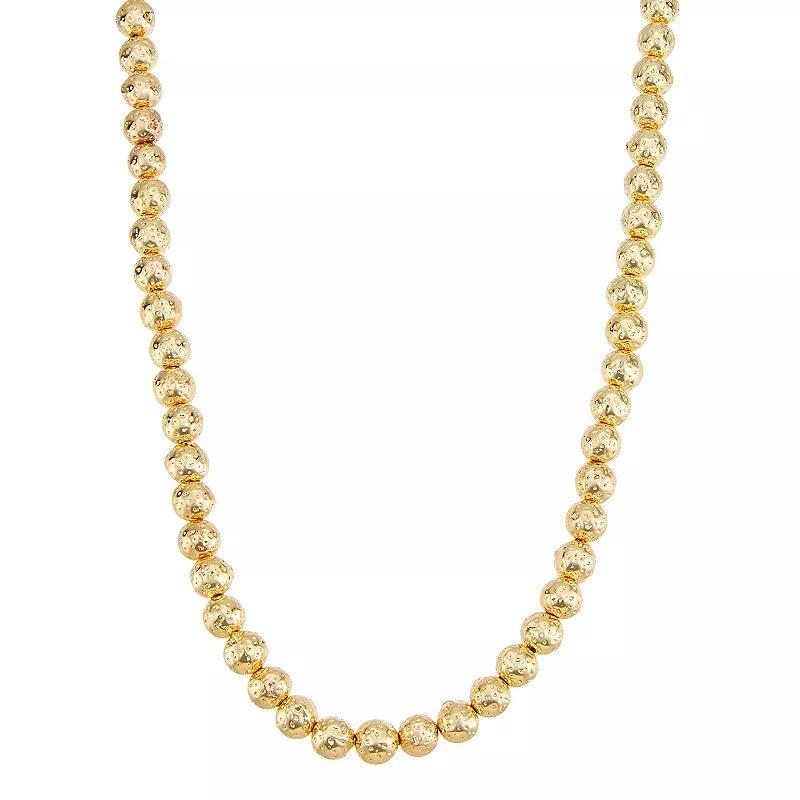 Ella Shea Gold Tone Texture Beaded Necklace, Womens Product Image