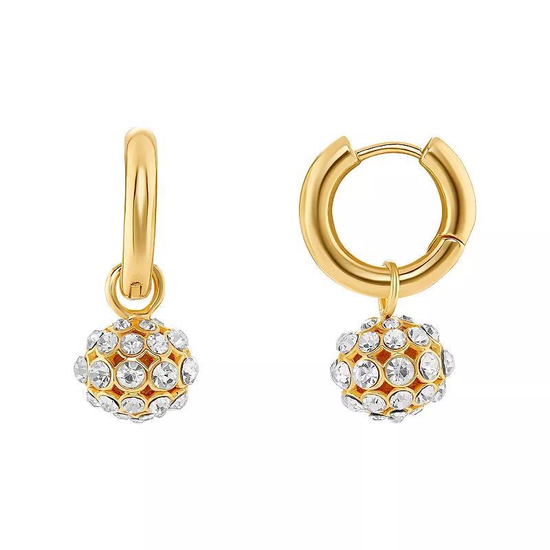 Emberly Gold Tone Crystal Fireball Drop Hoop Earrings, Womens, Yellow Gold Tone Product Image