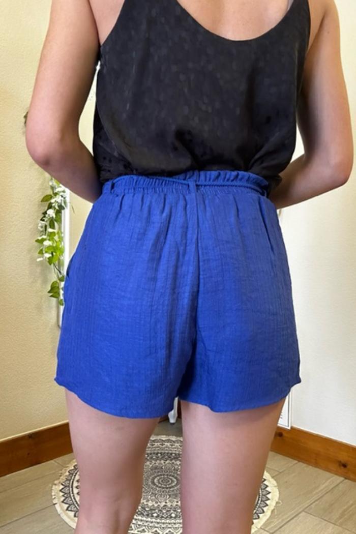 Crinkled Ruffle Waist Draw String Shorts Product Image