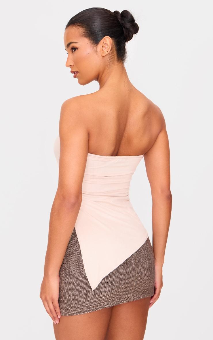 Cream Faux Suede Asymmetric Hem Bandeau Top Product Image