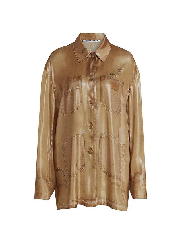 Womens Trompe Loeil Metallic Workwear Shirt Product Image