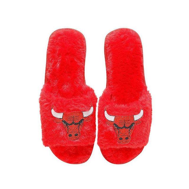 Womens FOCO Chicago Bulls Rhinestone Fuzzy Slippers Product Image