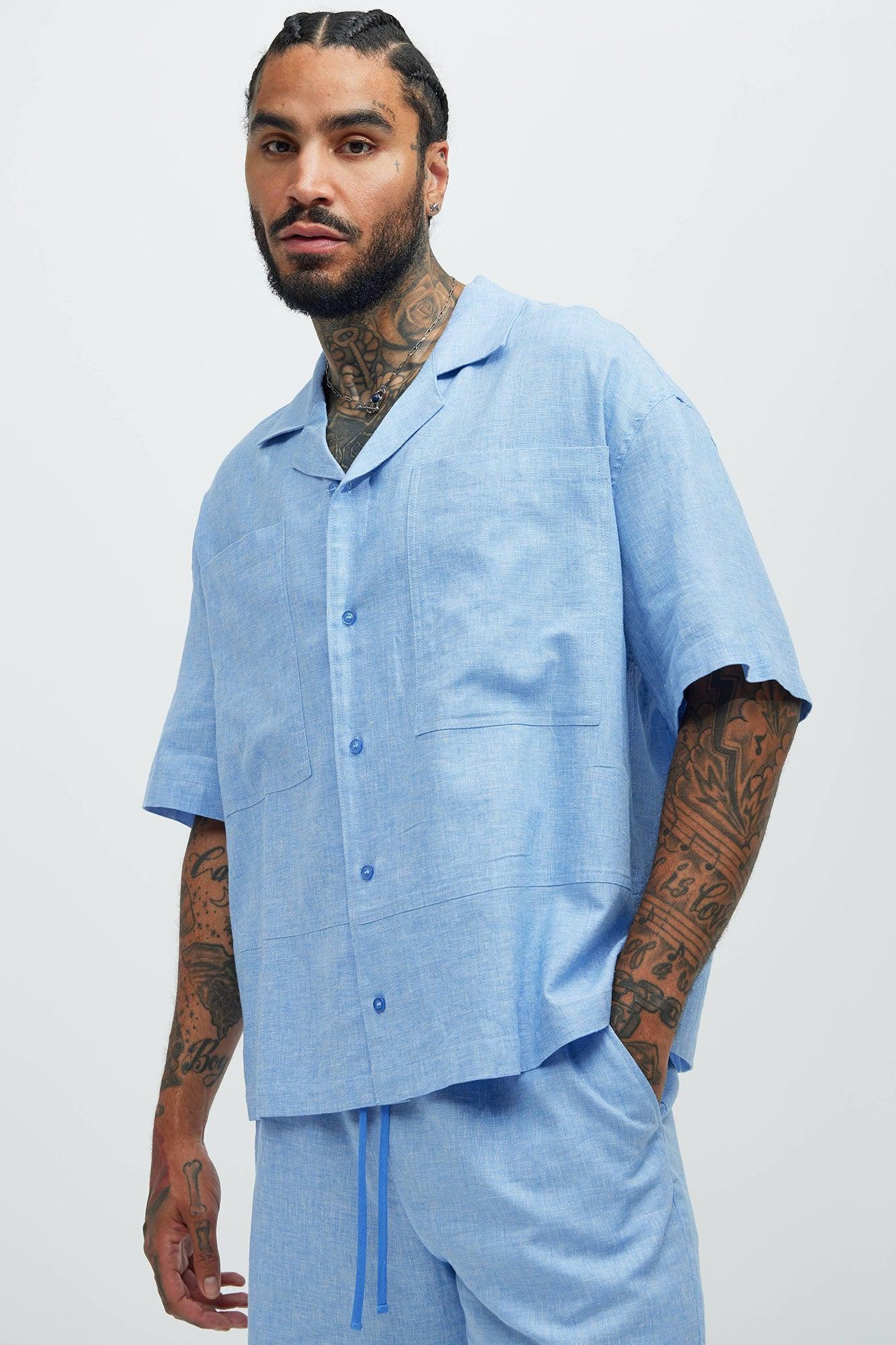 Bahamas Linen Cuban Shirt - Ice Blue product image