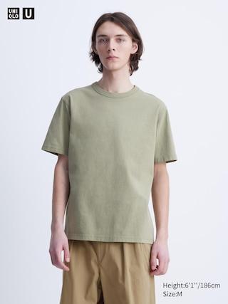 Mens Crew Neck T-Shirt Green XS UNIQLO US Product Image