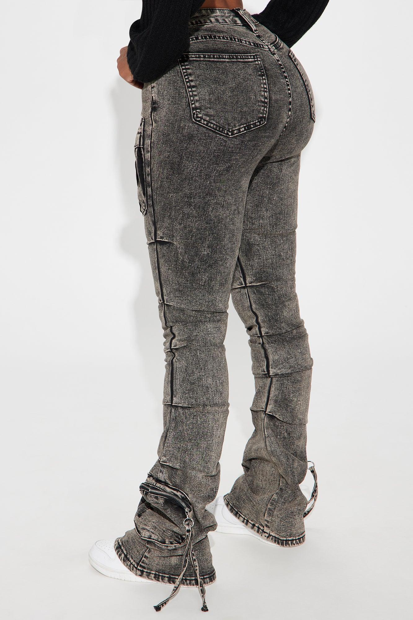 Leave It At That Stretch Cargo Bootcut Jeans - Brown Product Image