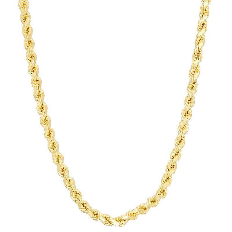 Mens 14k Gold Over Sterling Silver Rope Chain Necklace, Size: 22, Grey Product Image