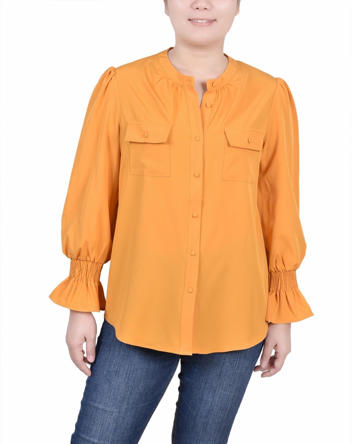 Ny Collection Womens Long Sleeve Y-neck Blouse Product Image