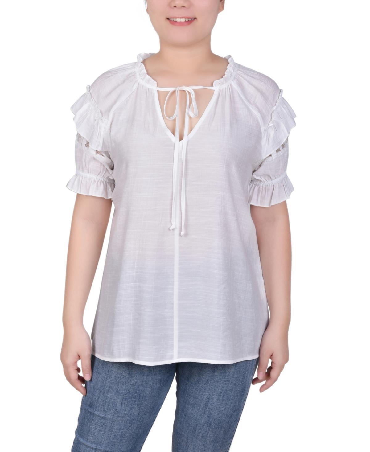 Women's Short Ruffled Sleeve Blouse Product Image