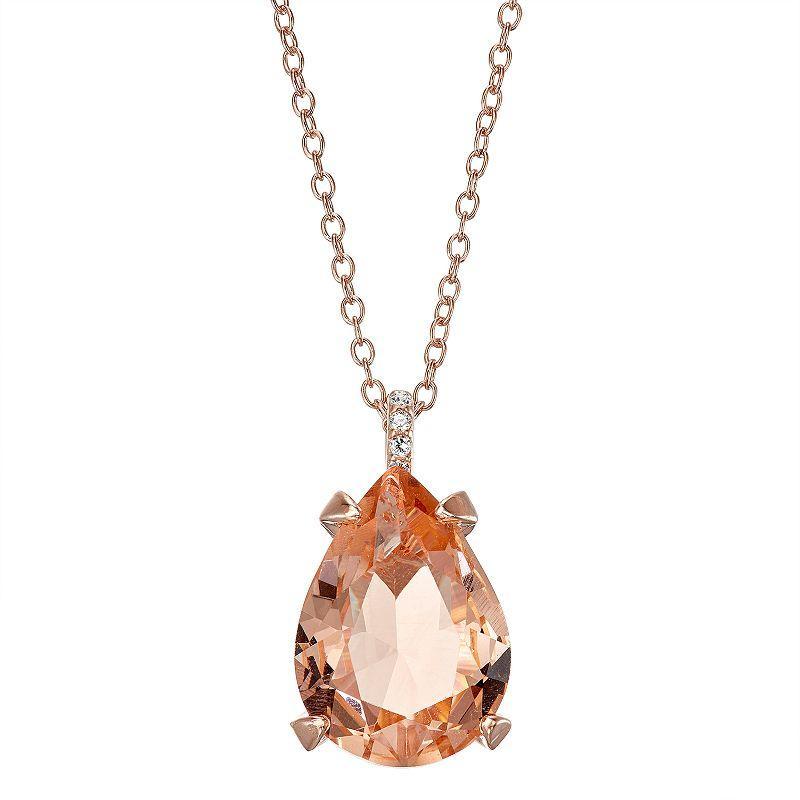 Designs by Gioelli 14k Rose Gold Over Silver Simulated Morganite Teardrop Pendant Necklace, Womens Pink Tone Product Image