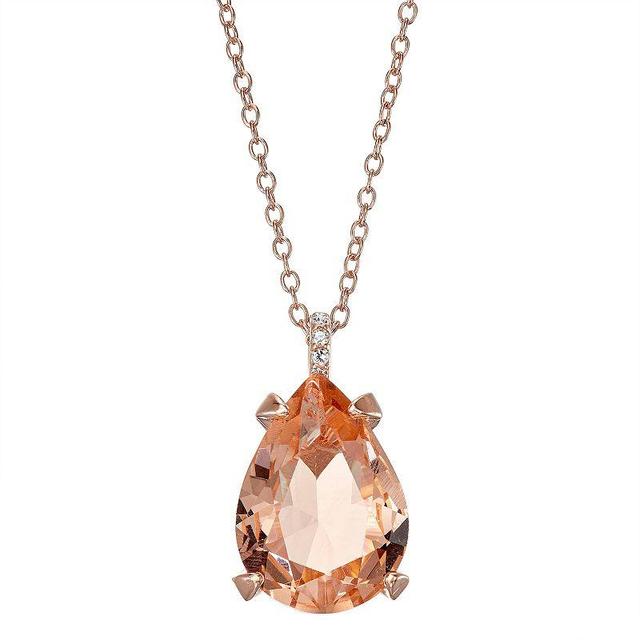 Designs by Gioelli 14k Rose Gold Over Silver Simulated Morganite Teardrop Pendant Necklace, Womens Pink Tone Product Image