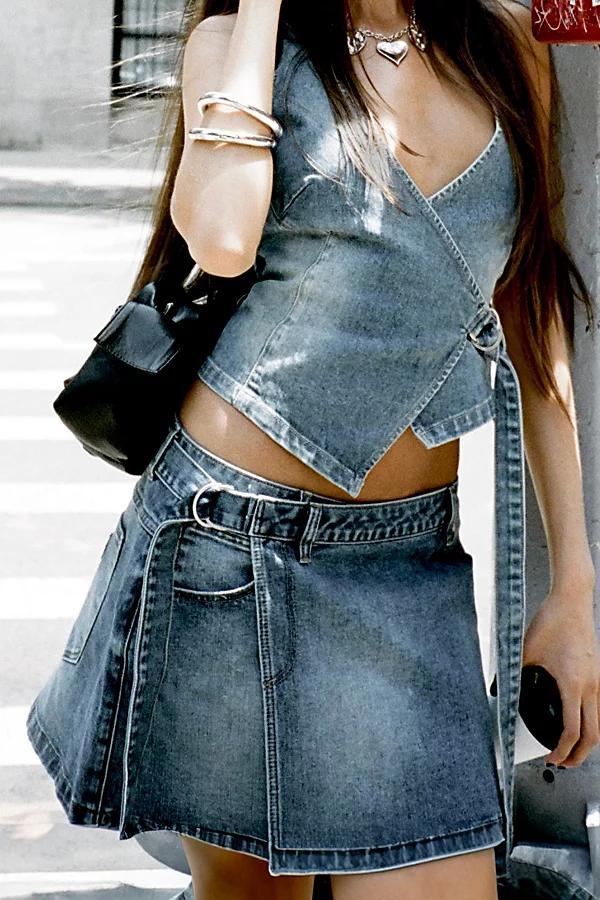 Abrand Jeans Denim Wrap Skirt Womens at Urban Outfitters Product Image