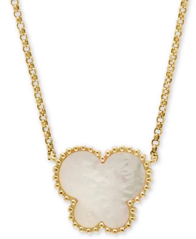 Effy Mother-of-Pearl Butterfly 18 Pendant Necklace in 14k Yellow Gold Product Image