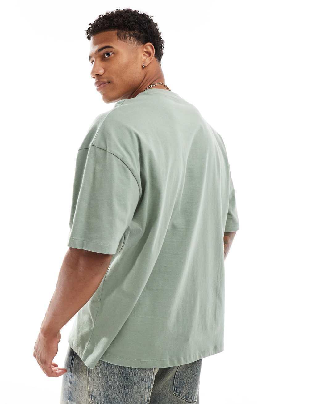 ASOS DESIGN 2 pack oversized T-shirts in brown and khaki Product Image