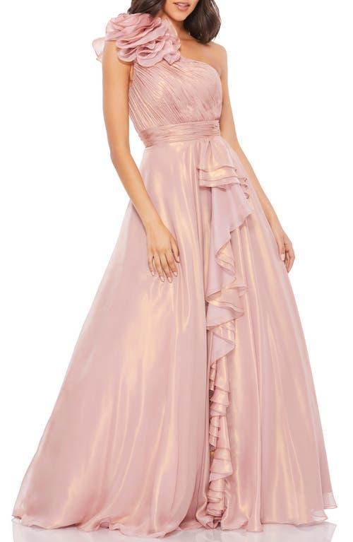 Womens One-Shoulder Chiffon Gown Product Image