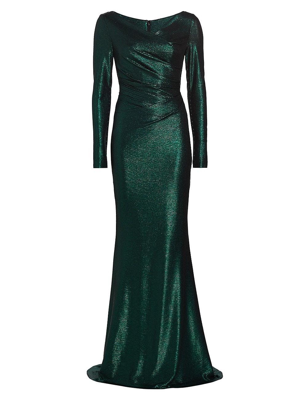 Womens Mirrorball Metallic Long-Sleeve Gown Product Image