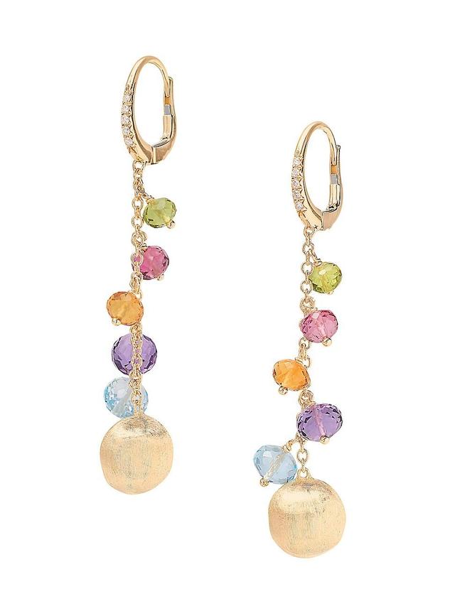 Womens Africa 18K Yellow Gold & Multi-Gemstone Drop Earrings Product Image