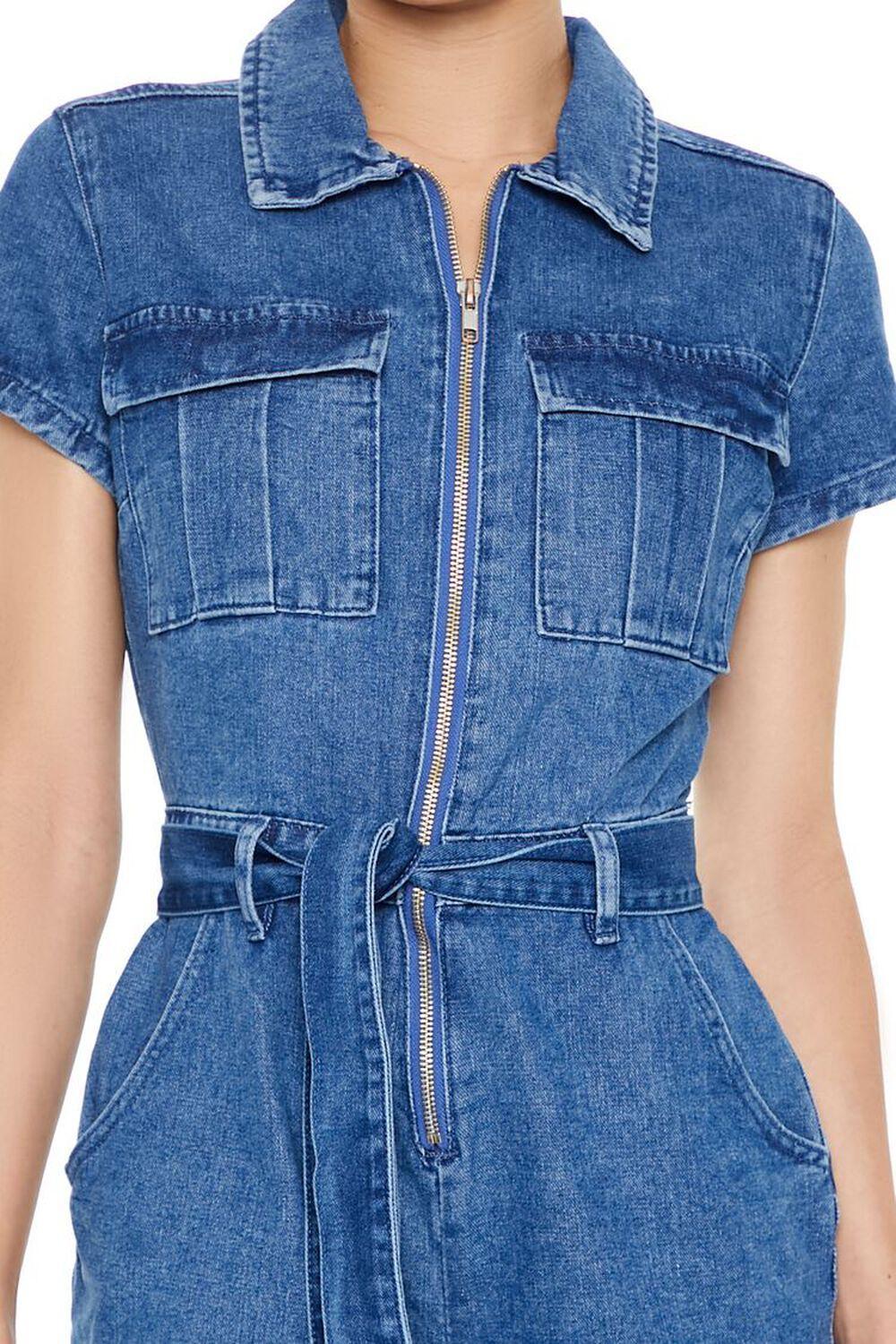 Zip-Up Tie-Waist Denim Romper | Forever 21 Product Image