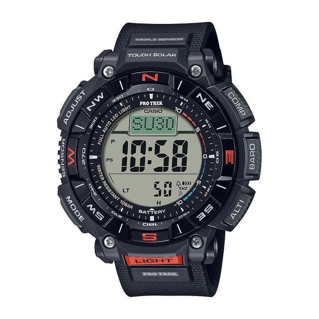 Casio Mens Pro Trek Biomass Tough Solar Atomic Triple-Sensor Titanium Bracelet Watch - PRG340 Black Product Image