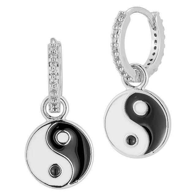 WINX 18k Gold Plated Cubic Zirconia Yin Yang Earrings, Womens, Silver Tone Product Image