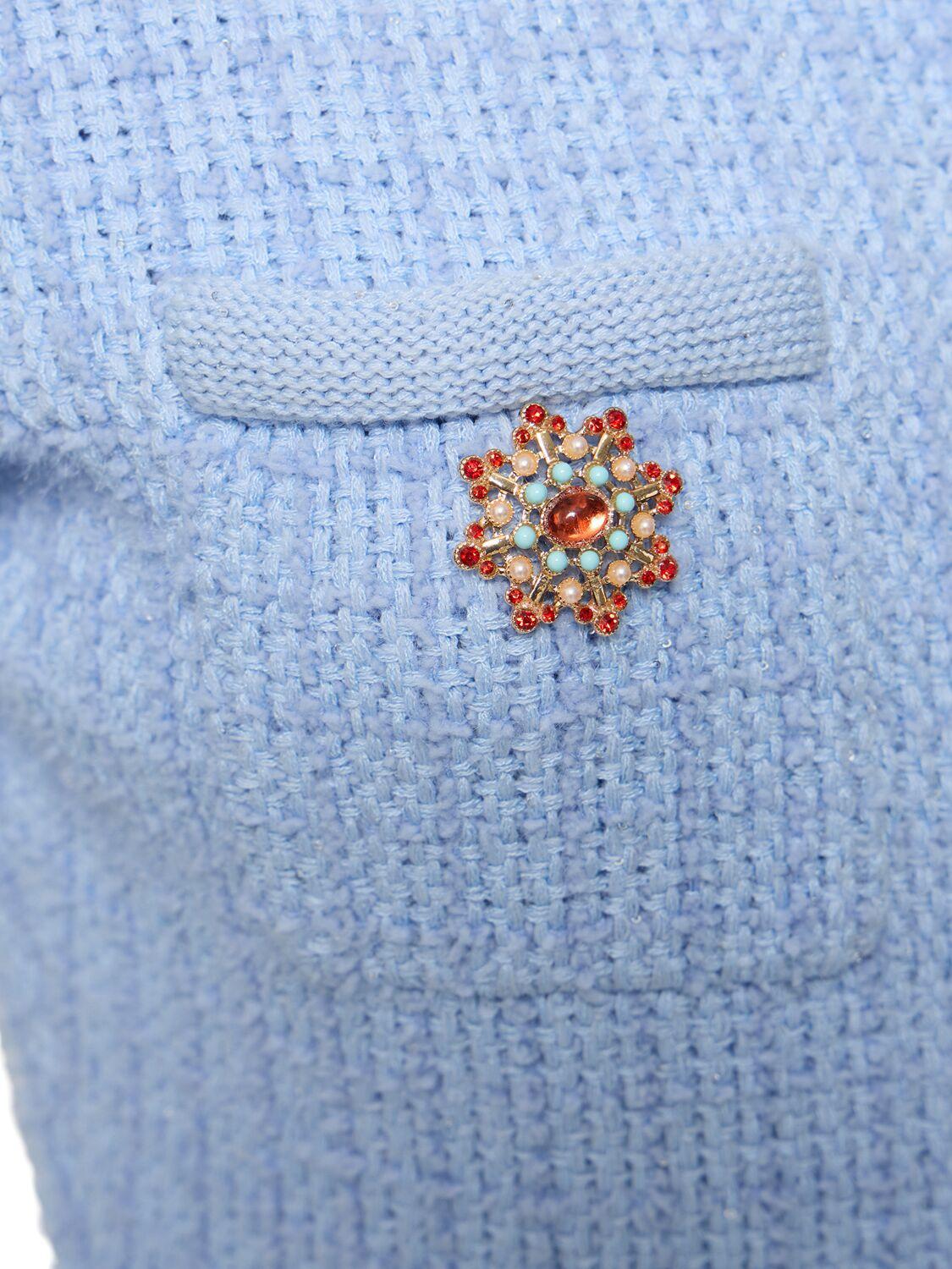 Beaded Button Knit Dress In Light Blue Product Image