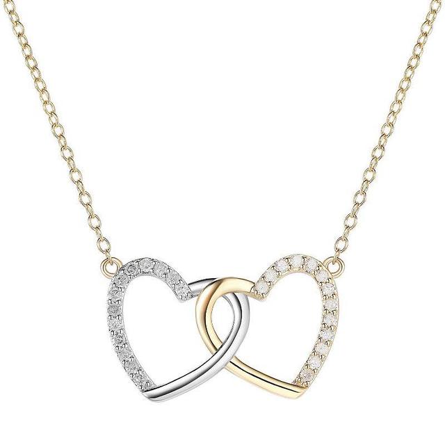 14k Gold Over Silver 1/ 5 Carat T.W. Diamond Twin Heart Pendant Necklace, Womens Two Tone Product Image