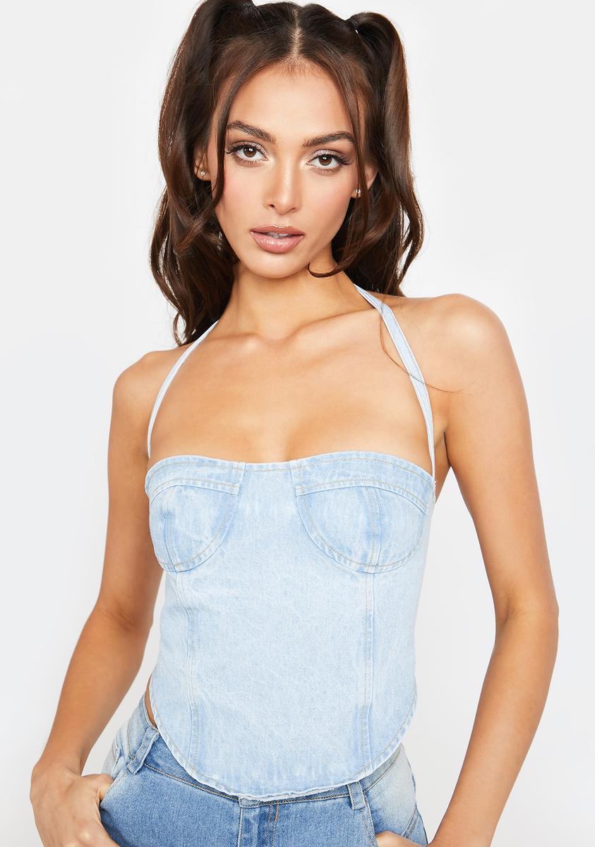 Lioness Purple Rain Corset Top - Denim product image