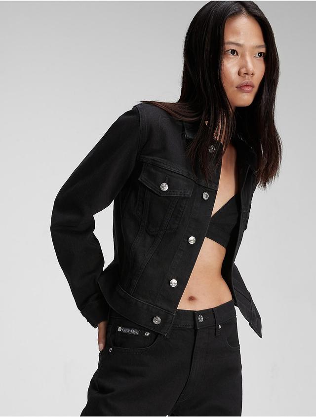 Calvin Klein Womens Classic Trucker Jacket - Black - L Product Image