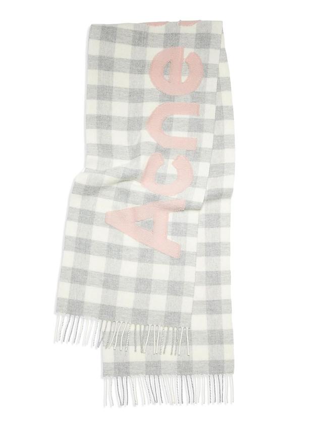 Womens Veda Check Wool Logo Scarf Product Image