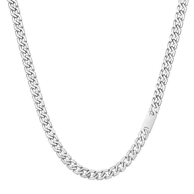 Mens LYNX Stainless Steel Hexagon Link Chain Necklace Product Image