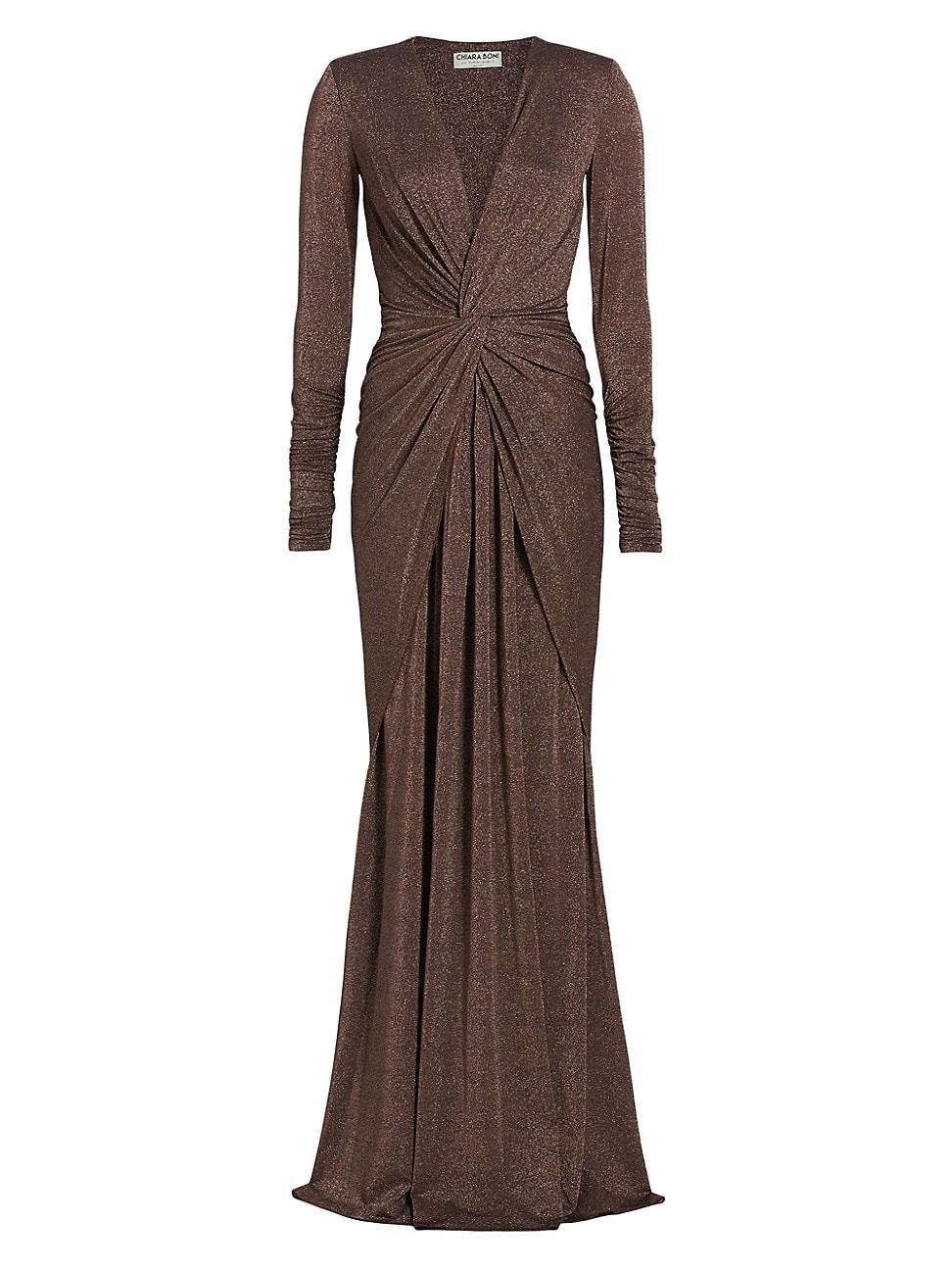 Womens Hajar Metallic Jersey Twist-Front Gown product image