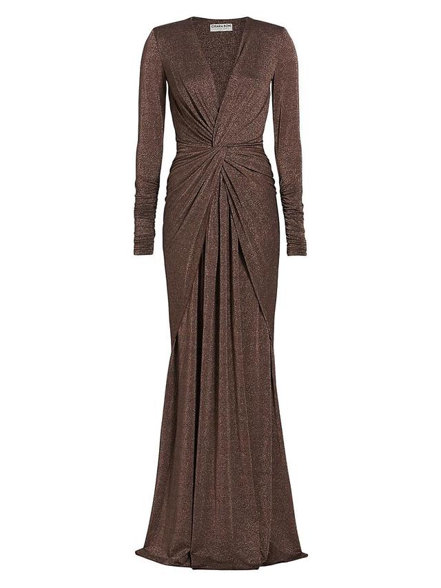 Womens Hajar Metallic Jersey Twist-Front Gown Product Image