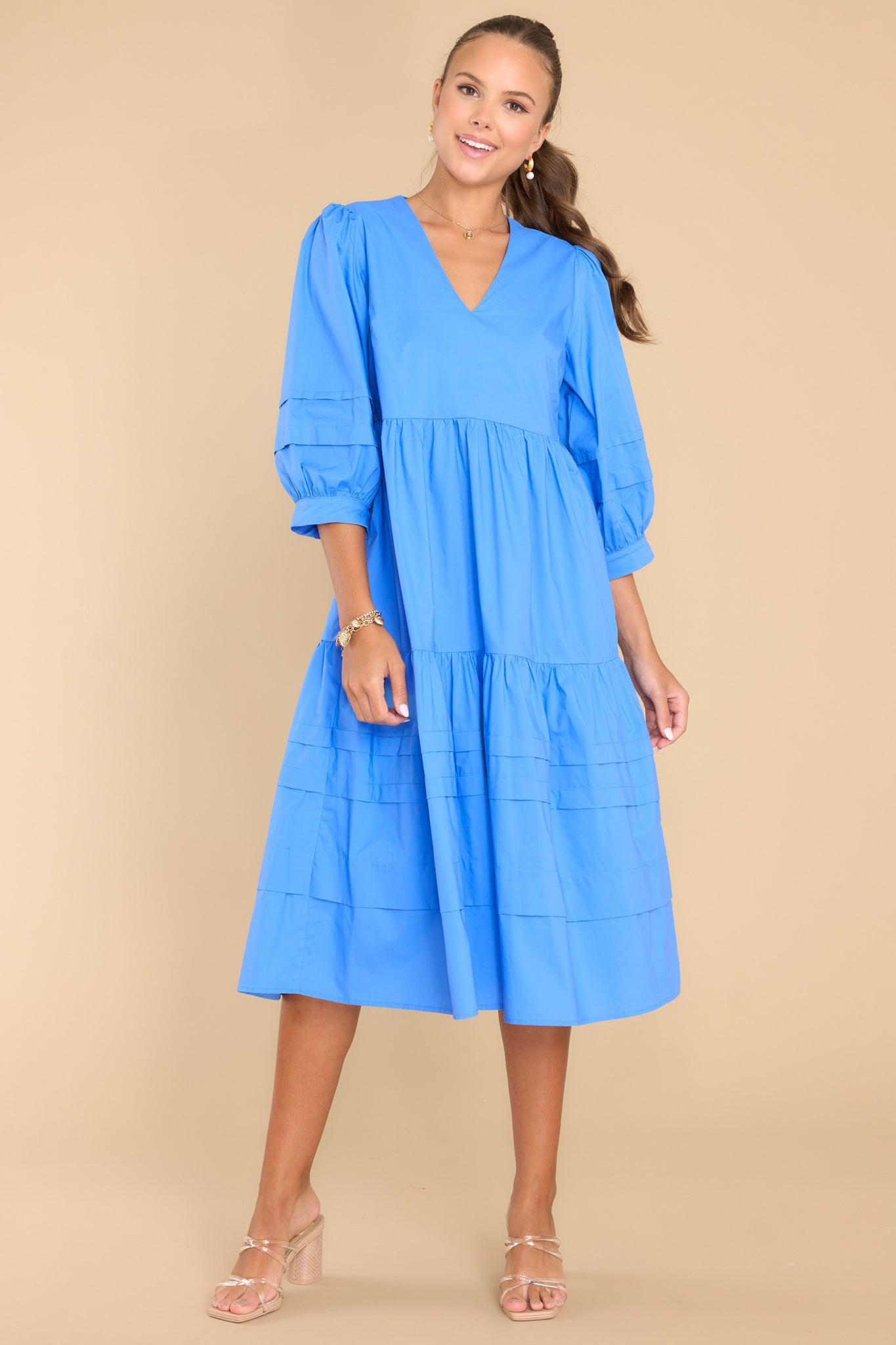 Aura Cozy And Carefree Super Sonic Blue Midi Dress Product Image