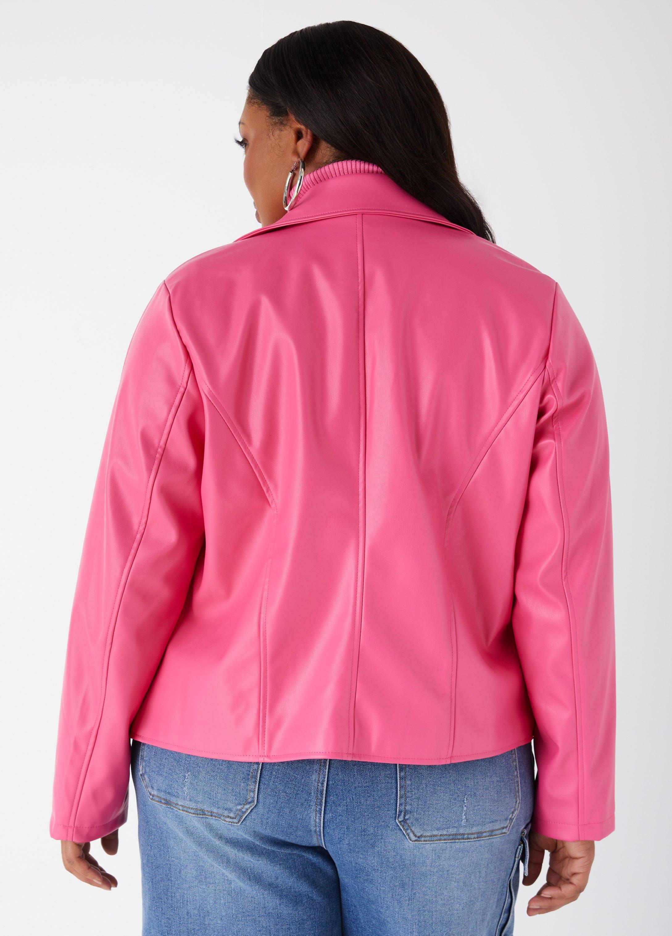 Plus Size Faux Leather Moto Jacket Ashley Stewart Product Image