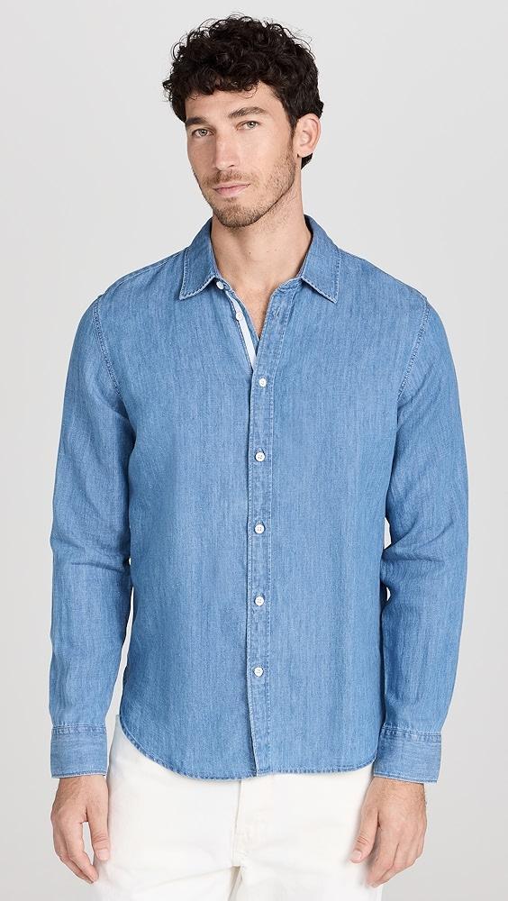 rag & bone Finch Linen Denim Long Sleeve Shirt | Shopbop Product Image