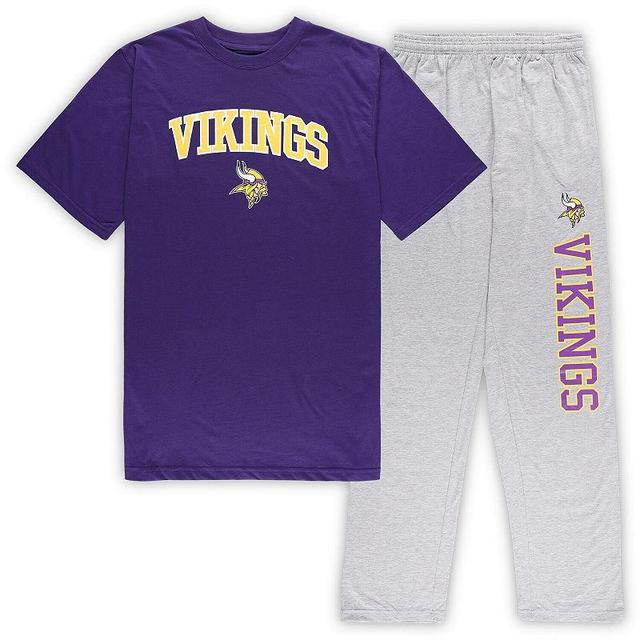 Mens Concepts Sport Purple/Heather Gray Minnesota Vikings Big & Tall T-Shirt & Pants Sleep Set Product Image