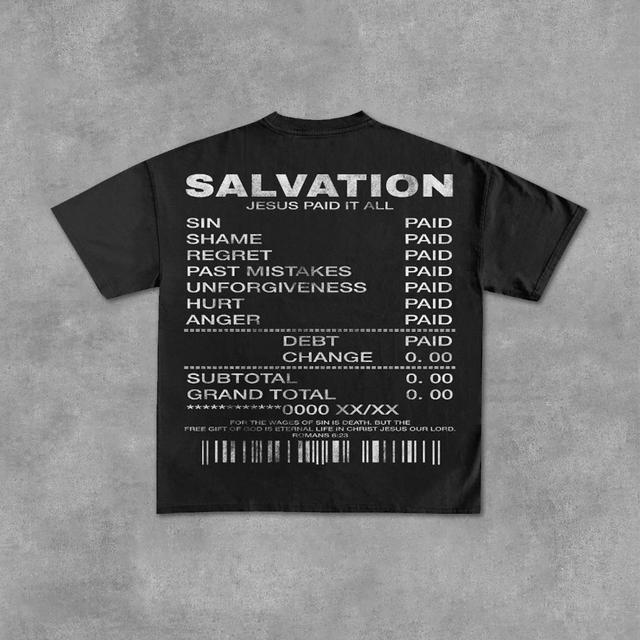 Vintage Salvation Jesus Paid It All Art Graphic Cotton T-Shirt Product Image