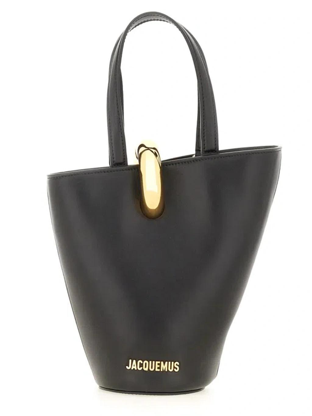 JACQUEMUS Le Petit Bambola Leather Bucket Bag In Black Product Image