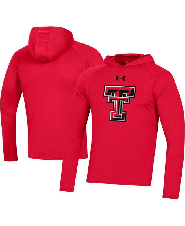 Mens Under Armour  Red Texas Tech Red Raiders School Logo Raglan Long Sleeve Hoodie Performance T-Shirt Product Image