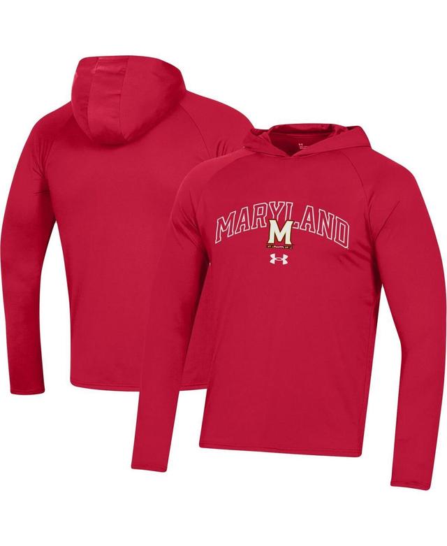 Mens Under Armour Red Maryland Terrapins 2023 Sideline Tech Hooded Raglan Long Sleeve T-shirt Product Image