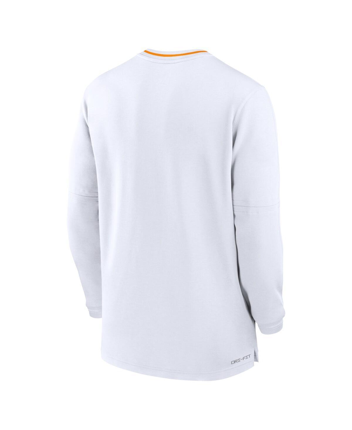 NIKE Men's White West Virginia Mountaineers 2024 Sideline Coach Performance Half-zip Long Sleeve Top In White,navy Product Image